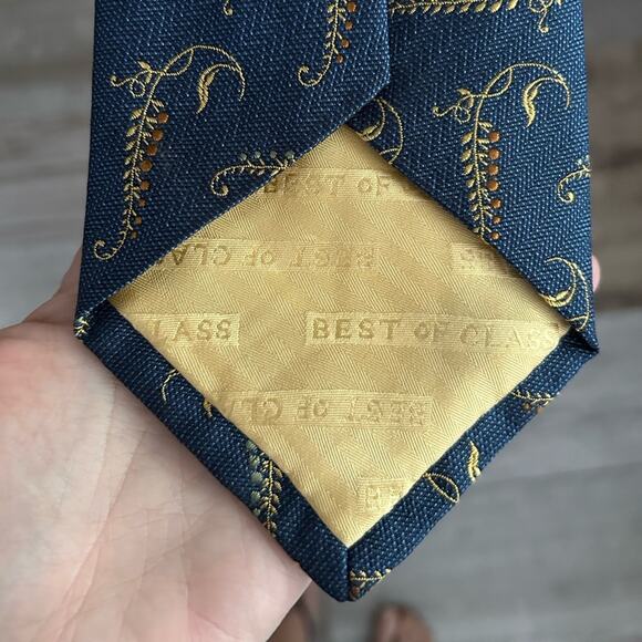 Robert talbott best of class navy blue gold grape vine men’s silk tie wine gift - Picture 10 of 15